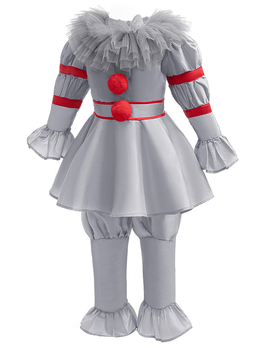 Scary Clown Halloween Costume Set | Long Sleeve Jumpsuit with Gloves