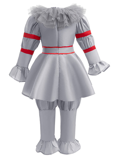Scary Clown Halloween Costume Set | Long Sleeve Jumpsuit with Gloves
