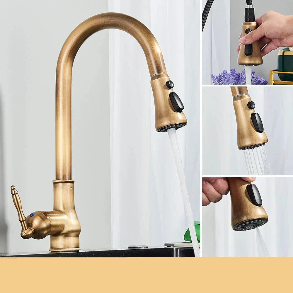 Vintage-Style Kitchen Faucet – Durable Brass Construction with Classic Look