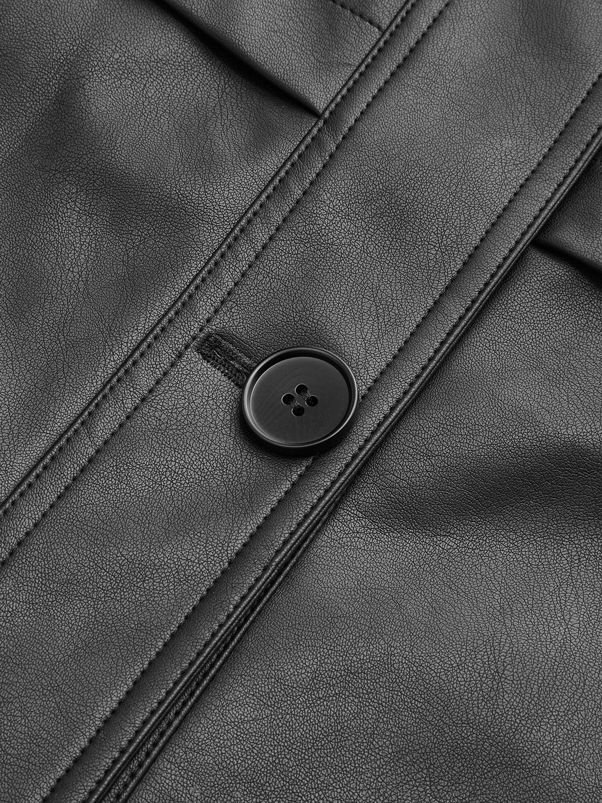 Shane | Stand Collar Belted PU Outerwear