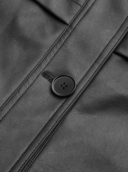 Shane | Stand Collar Belted PU Outerwear