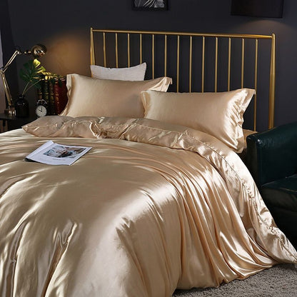 LuxeWeave | 4-Piece Premium Silk Bedding Set for Elegant Comfort