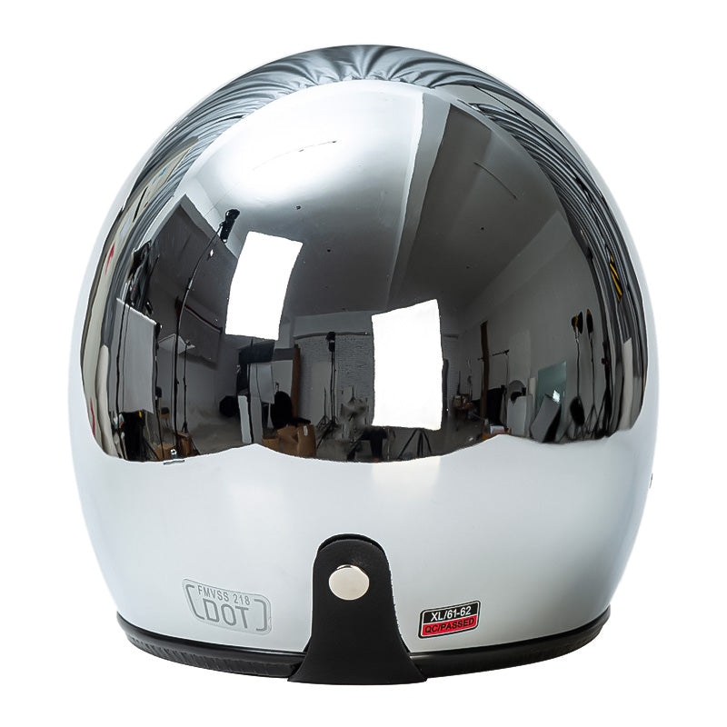 Silver Retro Motorcycle Helmet DOT ECE Certified Ergonomic Design
