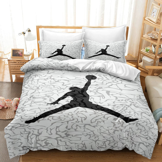 CourtSide Dreams Set – Ultra-Soft Duvet Cover and Pillowcases with an Athletic Basketball Design, providing Plush Comfort for any bedroom.