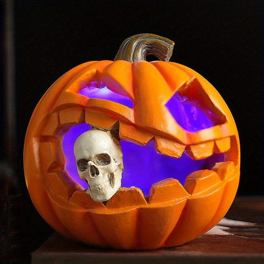 Spooky Jack O’Lantern – Realistic Skull Halloween Prop Decoration Piece