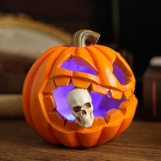 Spooky Jack O’Lantern – Realistic Skull Halloween Prop Decoration Piece