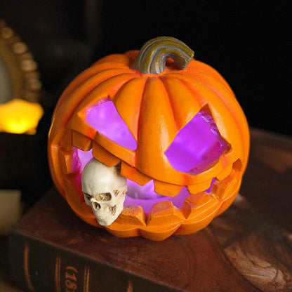 Spooky Jack O’Lantern – Realistic Skull Halloween Prop Decoration Piece