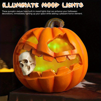 Spooky Jack O’Lantern – Realistic Skull Halloween Prop Decoration Piece