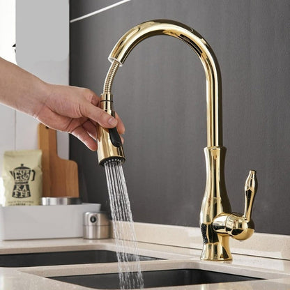 Stainless Steel Kitchen Faucet with Pull-Out Sprayer - Modern Extendable Sink Faucet for Easy Access and Convenient Use