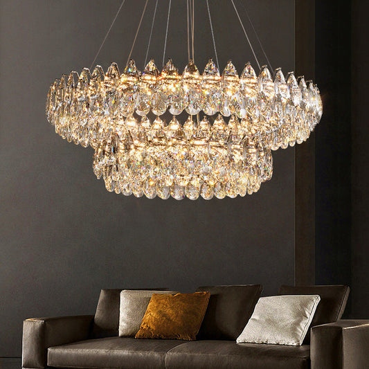 StarkGlow | Sculptural Crystal Ring Chandelier