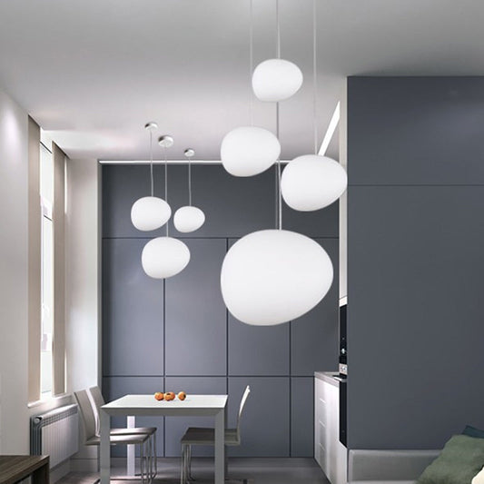 LumiStone – Contemporary Hanging Lamp with Cream Glass Finish