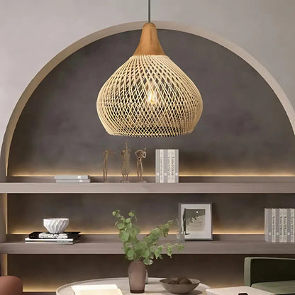 WovenDawn – Artisan Rattan Light Fixture with Sun-Kissed Organic Design
