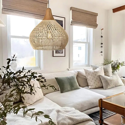 WovenDawn – Artisan Rattan Light Fixture with Sun-Kissed Organic Design