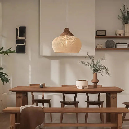 WovenDawn – Artisan Rattan Light Fixture with Sun-Kissed Organic Design