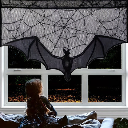 Halloween Table Runner – Black Lace Decorative Accent for Parties