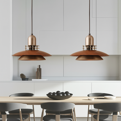 Tenora | Walnut Wood Low-Profile Hanging Pendant Light