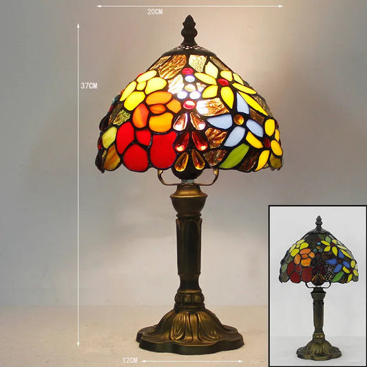Tiffany-Style Desk Lamp with Adjustable Gooseneck – Handcrafted Colorful Glass Design for Home and Office