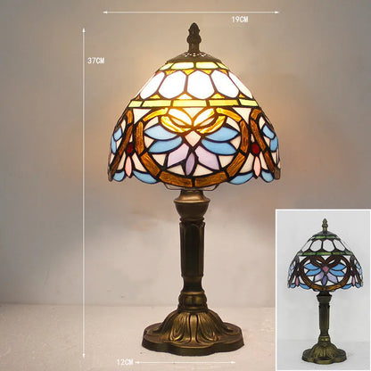 Tiffany-Style Desk Lamp with Adjustable Gooseneck – Handcrafted Colorful Glass Design for Home and Office