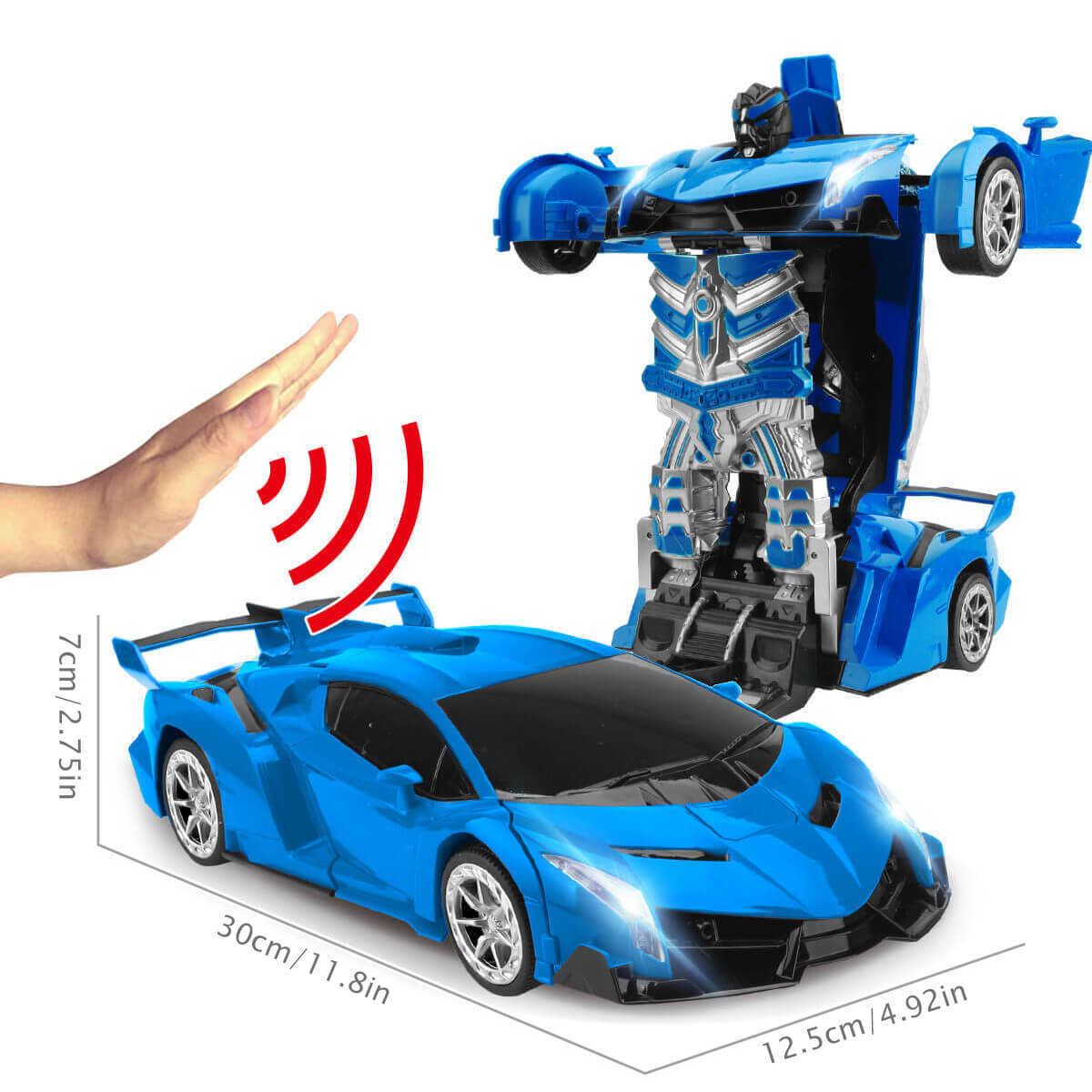 2-in-1 RC Transforming Robot Car – Remote Control Vehicle with LED Lights, Music, and One-Button Transformation