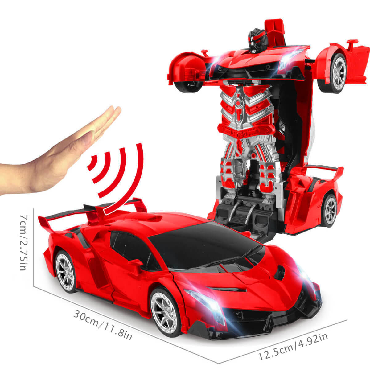 2-in-1 RC Transforming Robot Car – Remote Control Vehicle with LED Lights, Music, and One-Button Transformation