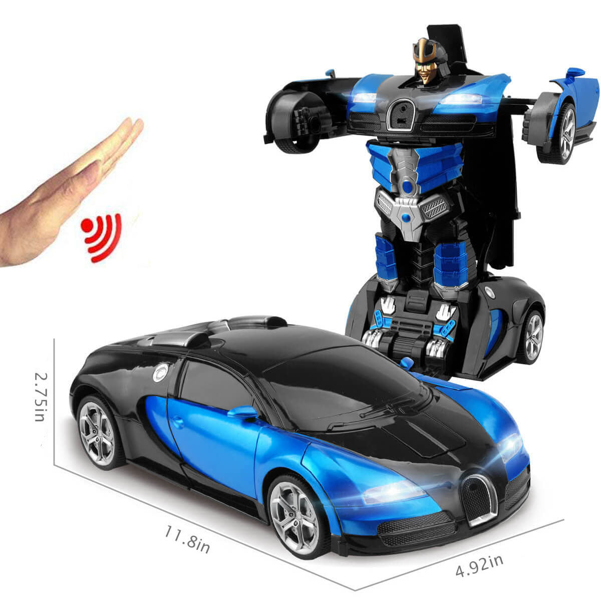 2-in-1 RC Transforming Robot Car – Remote Control Vehicle with LED Lights, Music, and One-Button Transformation