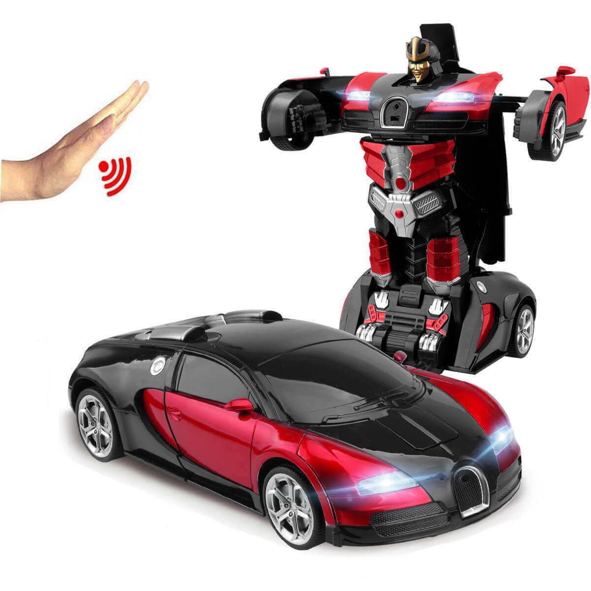 2-in-1 RC Transforming Robot Car – Remote Control Vehicle with LED Lights, Music, and One-Button Transformation