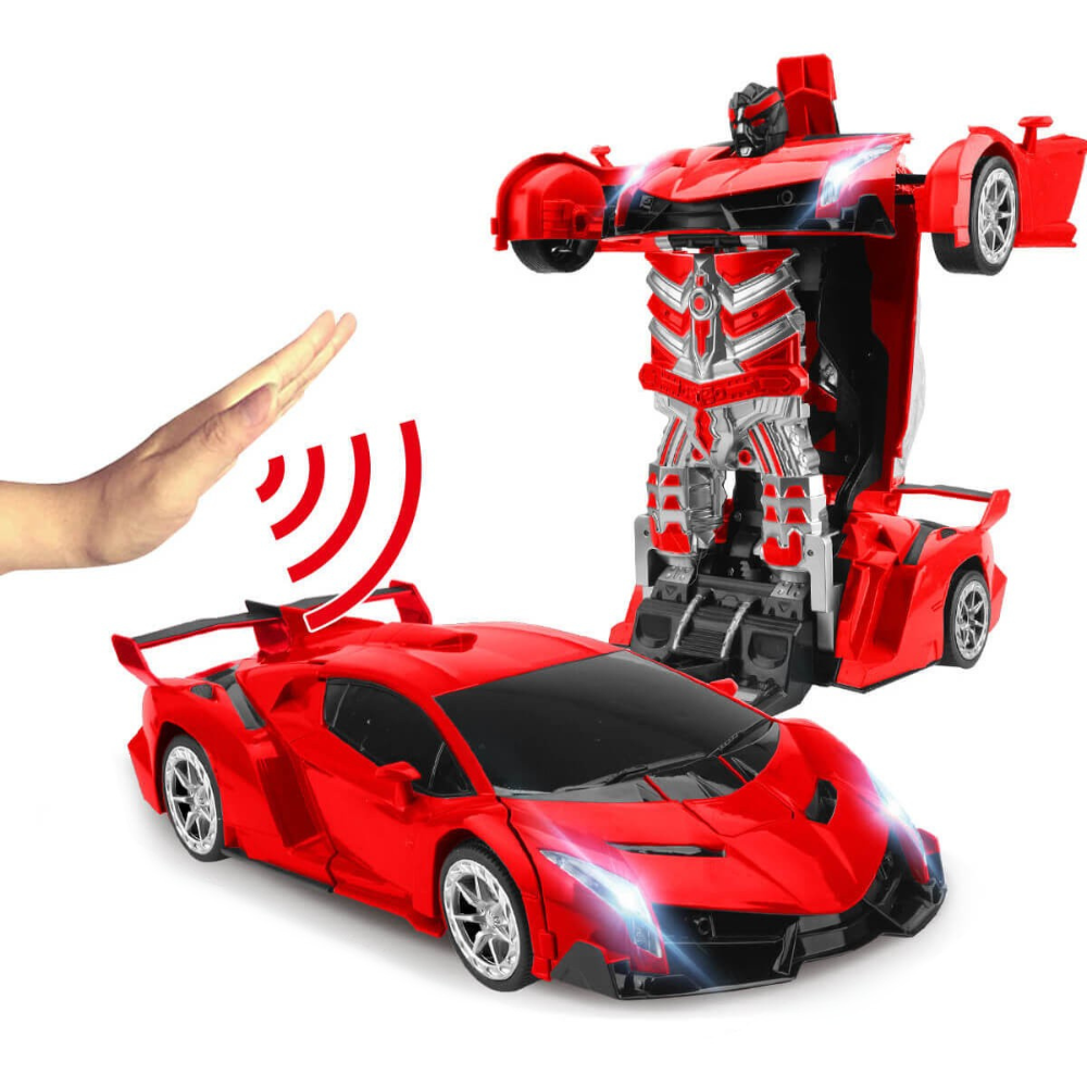 2-in-1 RC Transforming Robot Car – Remote Control Vehicle with LED Lights, Music, and One-Button Transformation