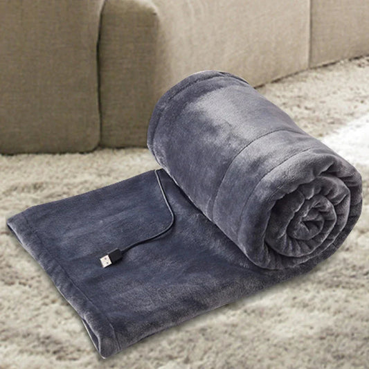 USB Electric Blanket, Compact 39x31” Heated Throw with 3 Heat Settings for Home, Office, Travel - Soft Plush Electric Throw Blanket