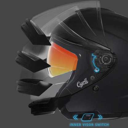 Unisex Motorcycle Helmet Lightweight ABS Dual Visor Aerodynamic Design