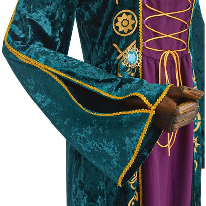 Halloween Velvet Maxi Dress for Women – Witchy Costume with Long Sleeves