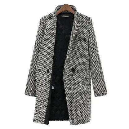 Adrielle | Women's Wool Coat – Stylish Houndstooth Pattern with Elegant Design