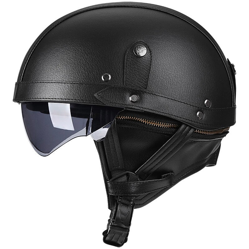 Vintage Motorcycle Helmet ABS with Retractable Lens