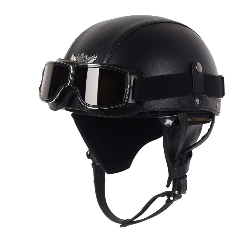Vintage Motorcycle Helmet ABS with Retractable Lens