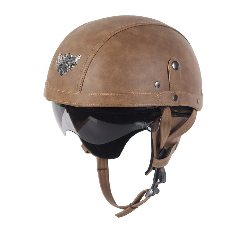 Vintage Motorcycle Helmet ABS with Retractable Lens