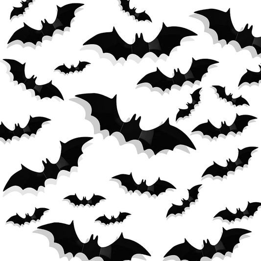 Spooky 3D Bat Wall Stickers – Halloween Home Decoration Set