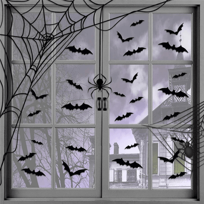 Spooky 3D Bat Wall Stickers – Halloween Home Decoration Set