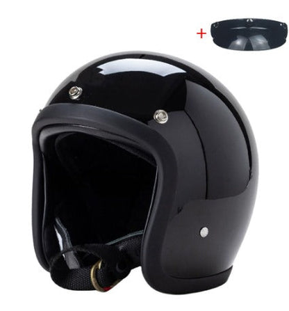 Men’s Low Profile Motorcycle Helmet Vintage DOT ECE Approved Fiberglass