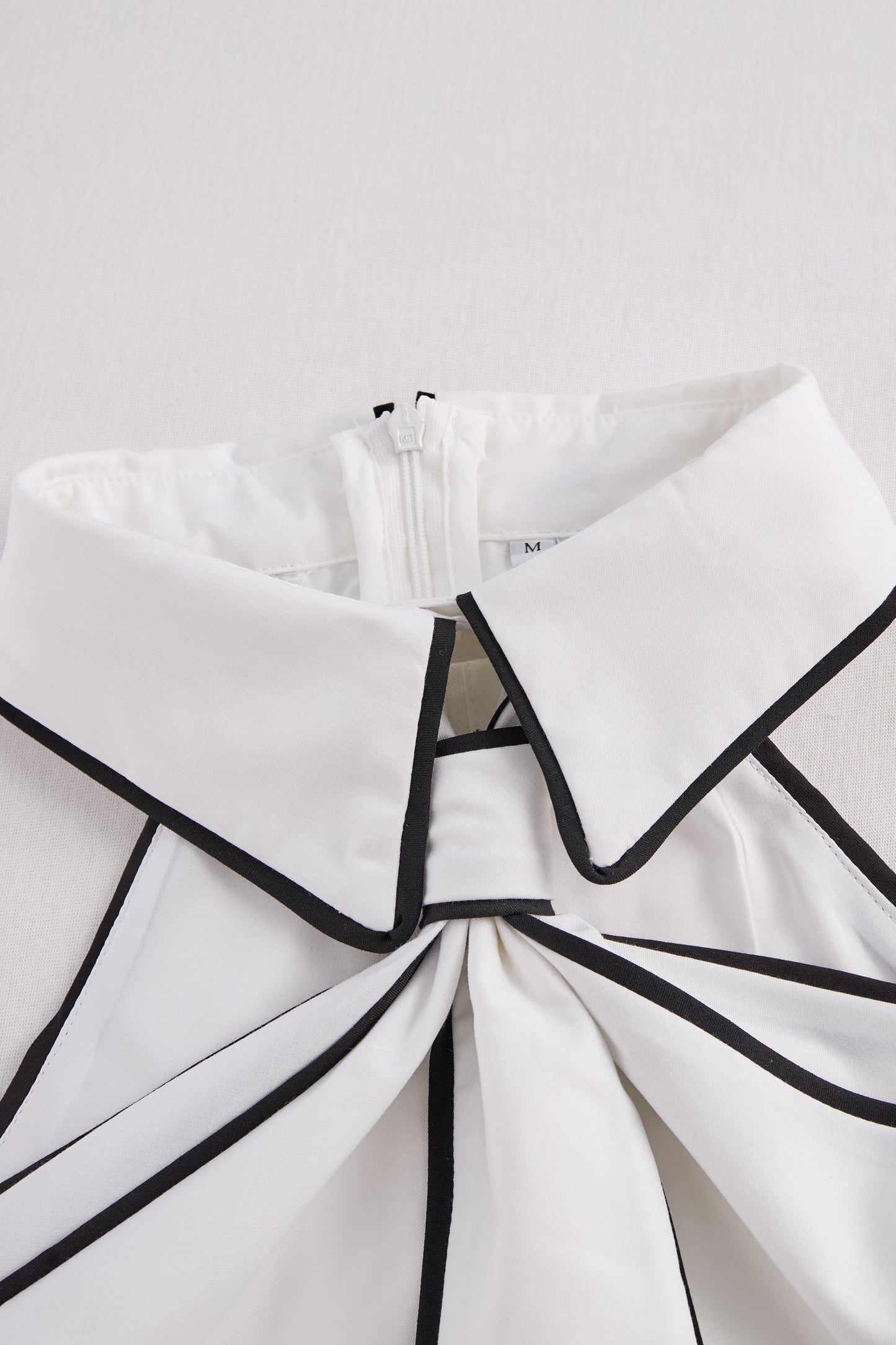 White Black Trim Halter Neck Blouse by All City Mart