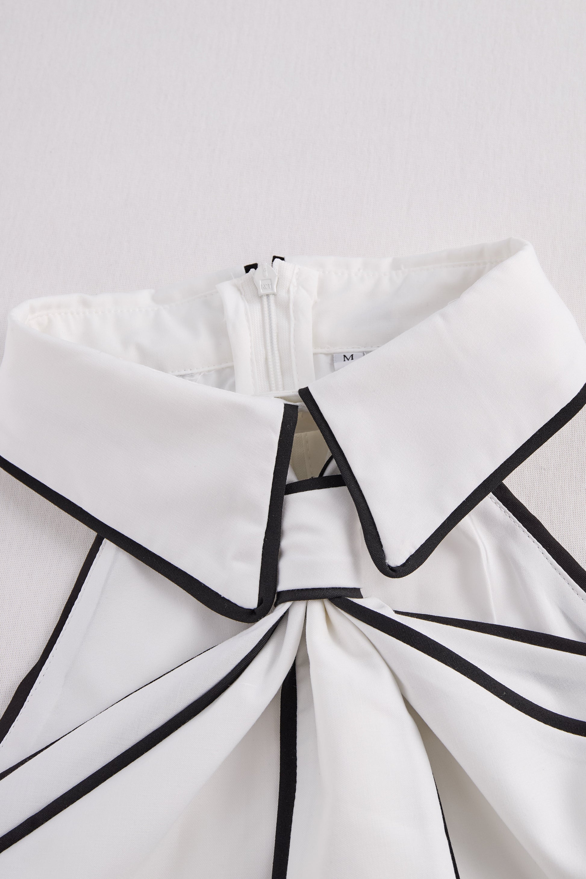 White Black Trim Halter Neck Blouse by All City Mart
