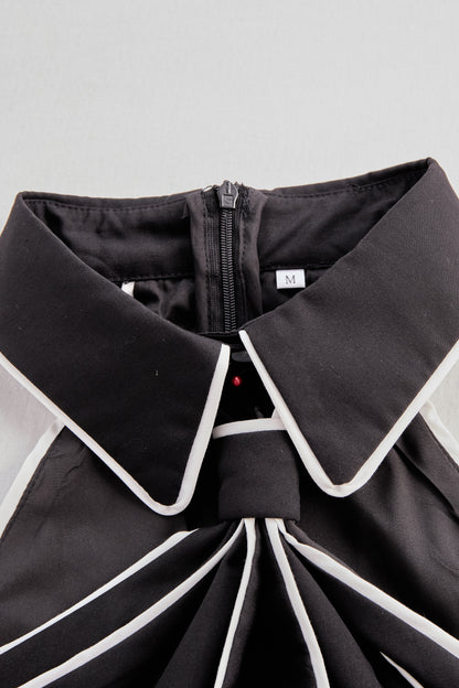 White Black Trim Halter Neck Blouse by All City Mart