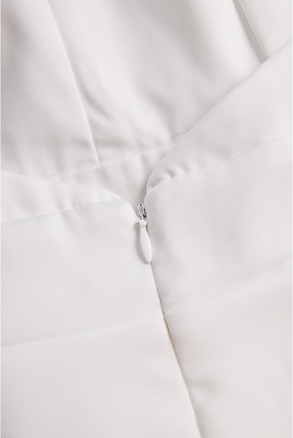 White Satin Halter V-Neck Wide Leg Jumpsuit by All City Mart