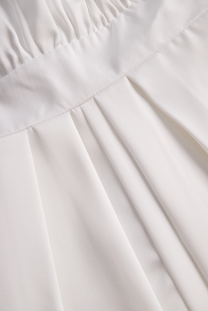 White Satin Halter V-Neck Wide Leg Jumpsuit by All City Mart