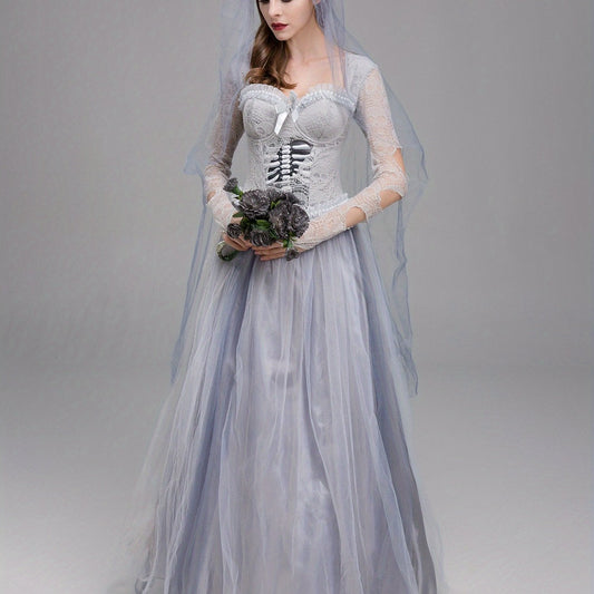 Women’s Lace Maxi Dress | Gothic Corpse Bride Halloween Costume