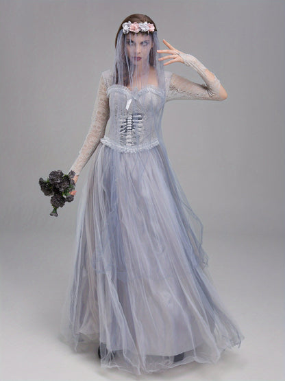 Women’s Lace Maxi Dress | Gothic Corpse Bride Halloween Costume