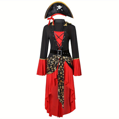 Women’s Halloween Outfit – Pirate-Inspired Lace-Up Costume Dress | Long Sleeves