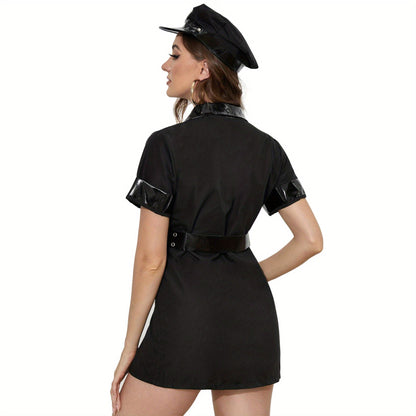 Women’s Short Police Dress | Belted Halloween Costume