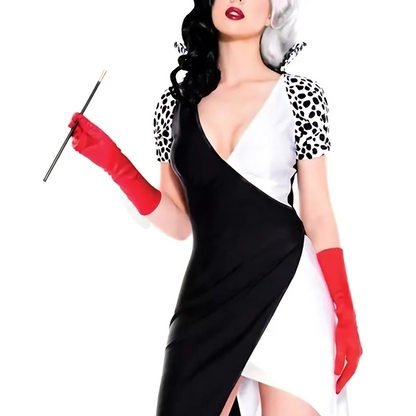 Women’s Halloween Villain Costume Gown | Glamorous Puff Sleeve Asymmetrical Dress