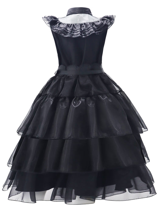 Women’s Layered Gothic Halloween Dress | Ruffle Midi Costume Set