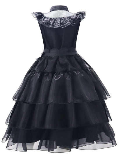 Women’s Layered Gothic Halloween Dress | Ruffle Midi Costume Set