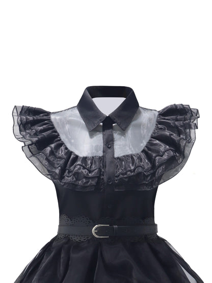 Women’s Layered Gothic Halloween Dress | Ruffle Midi Costume Set